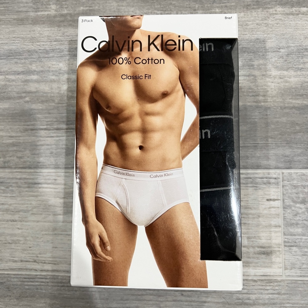 Calvin Klein Men's 3-Pack Black Classic Fit 100% Cotton Briefs Size‎ 2XL
